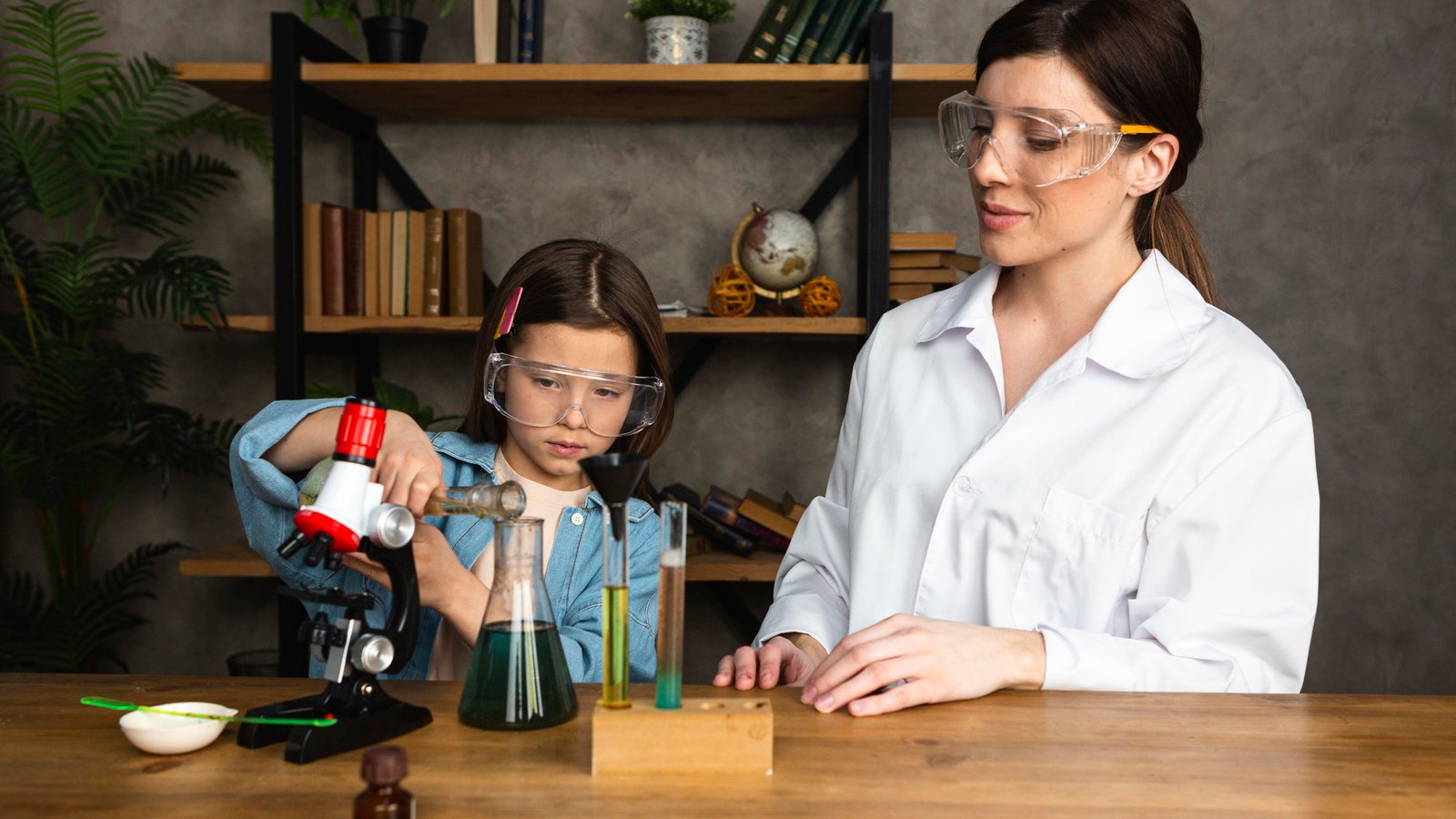 Home Science educational items such as utensils, food, and household objects arranged in a bright and inviting setting suggesting practical learning and a positive, welcoming atmosphere
